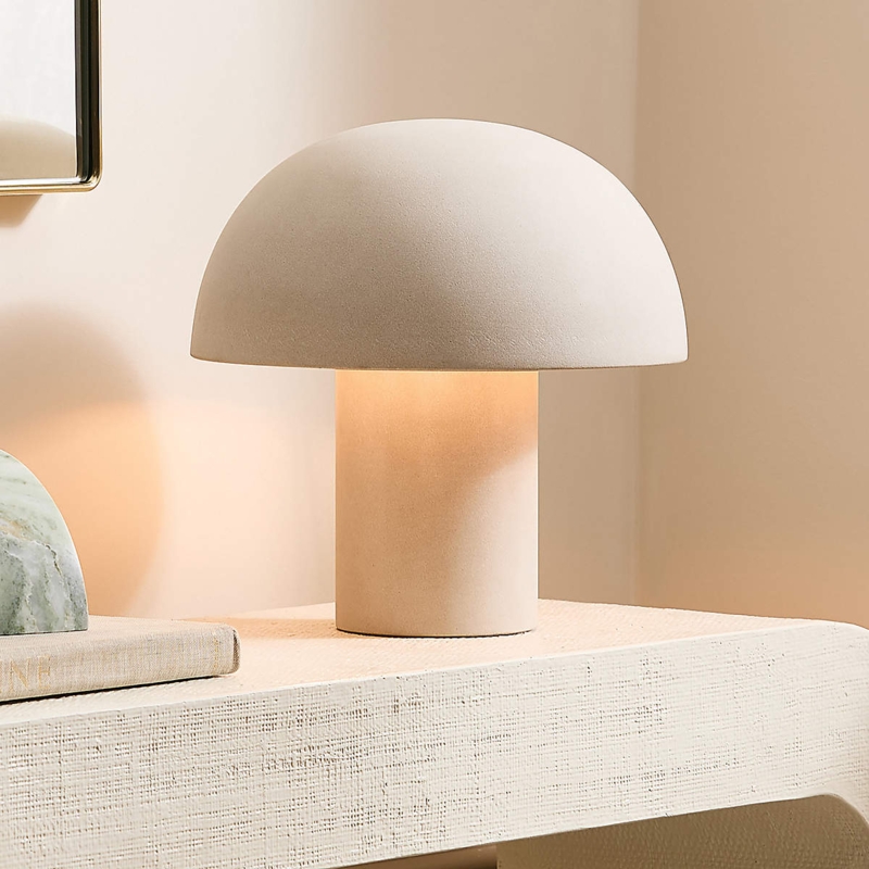 Table Lamp Mushroom Silhouette Stone-Like Texture Organic Decor