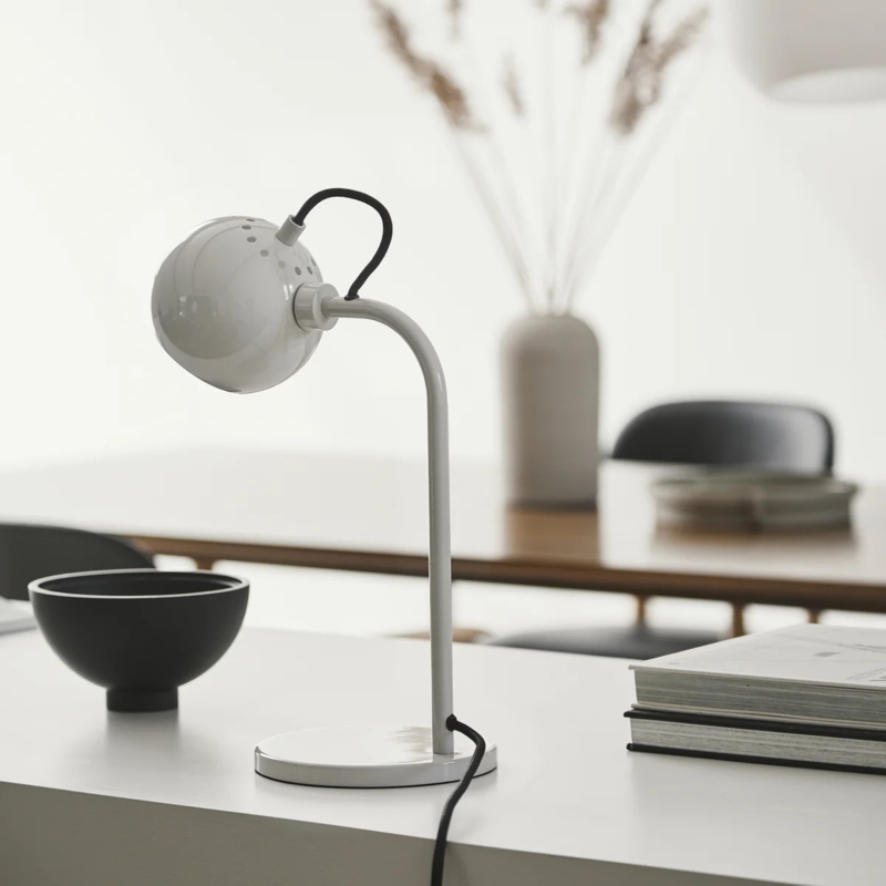 Table Lamp Muted Blue Spherical Shade with Slim Profile