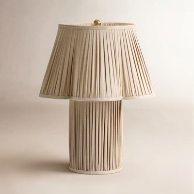 Table Lamp Natural Woven Jute Base Cylindrical Small Scale Coastal