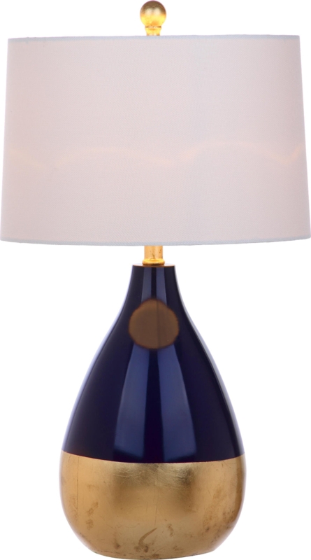 Table Lamp: Navy Crackle Glaze with Gold Accents for Living Room Decor