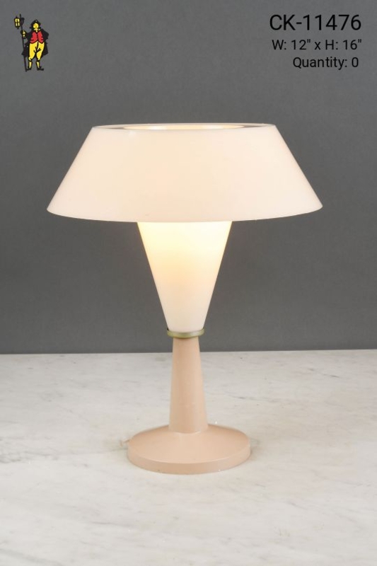 Table Lamp Off Pink Mushroom Shade Polished Chrome Base Mid-Century