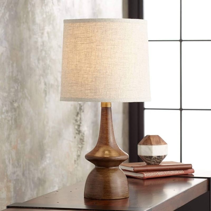 Table Lamp Organic Modern Teardrop Base, Warm Walnut Wood Grain