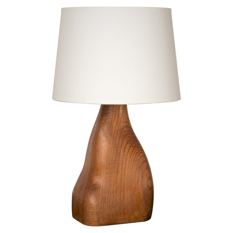 Table Lamp Organic Shape Sculptural Carved Base Artisanal Style