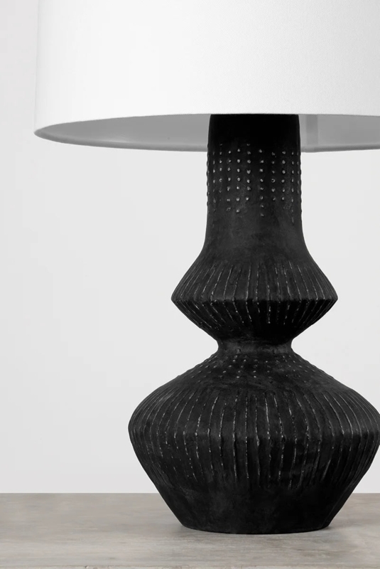 Table Lamp Organic Teardrop Pitted Base Minimalist Lighting