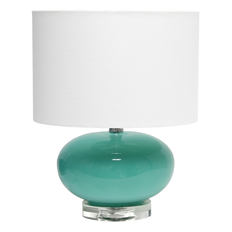 Table Lamp Ovaloid Glass Base White Drum Shade Modern Style