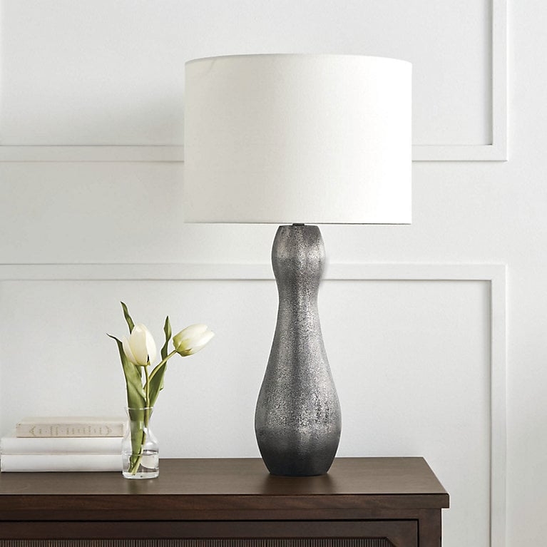 Table Lamp Oxidized Nickel Finish Pitted Texture Industrial Modern