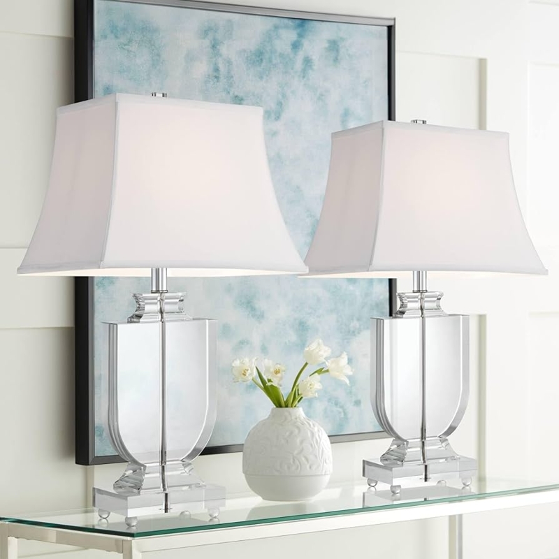 Table Lamp Pair Crystal Urn Base Modern Transitional Elegant