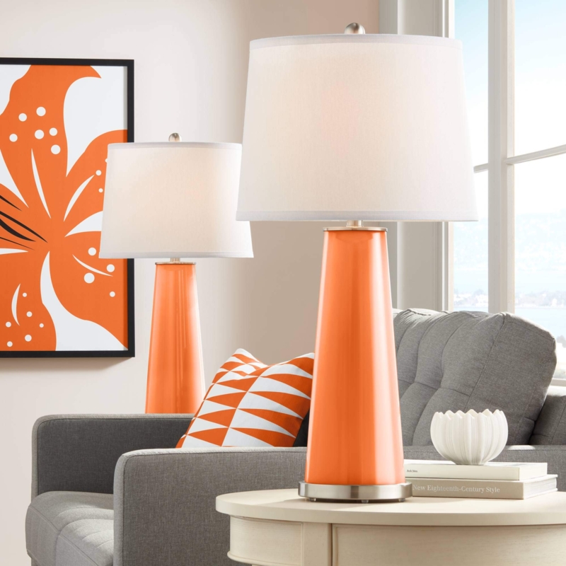 Table Lamp Pair: Tapered Glass Columns for Vibrant Accent Lighting