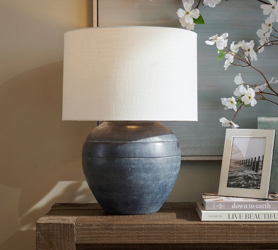Table Lamp Pitted Ceramic Texture Bold Black Accents