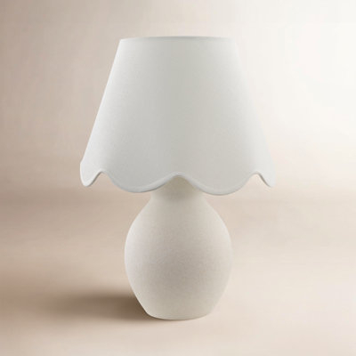 Table Lamp Pitted Ceramic Texture Distressed Ivory Rustic Farmhouse