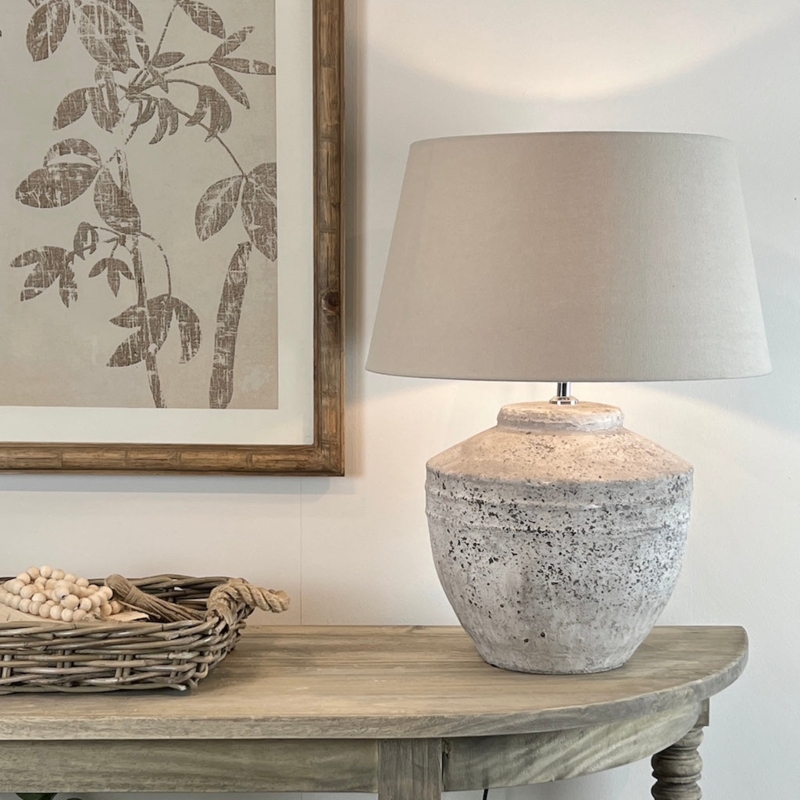 Table Lamp Pitted Concrete Finish Loop Handles, Antique Urn Style Lighting