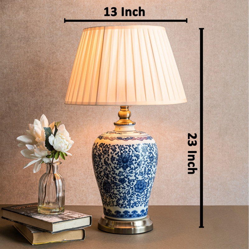 Table Lamp Pitted Gold Base Black Tapered Shade Glam