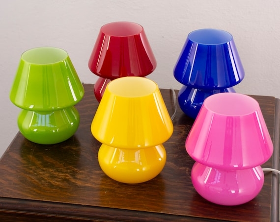 Table Lamp Playful Postmodern Murano Style Glass Mushroom Silhouette