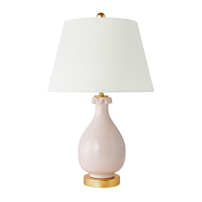 Table Lamp: Pleated Ruffle Shade, Scalloped Base. Grandmillennial Style.