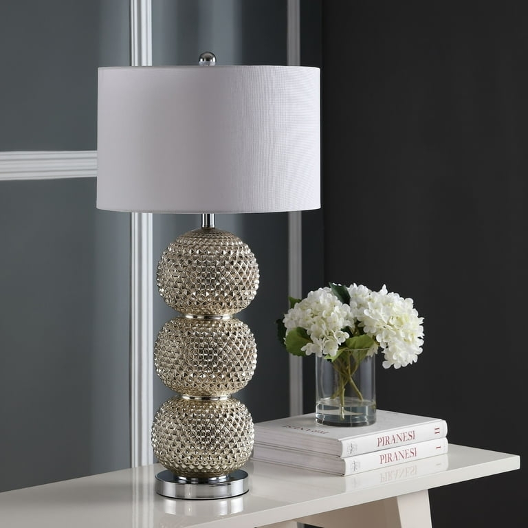 Table Lamp Polished Chrome Base Faceted Crystal Accent