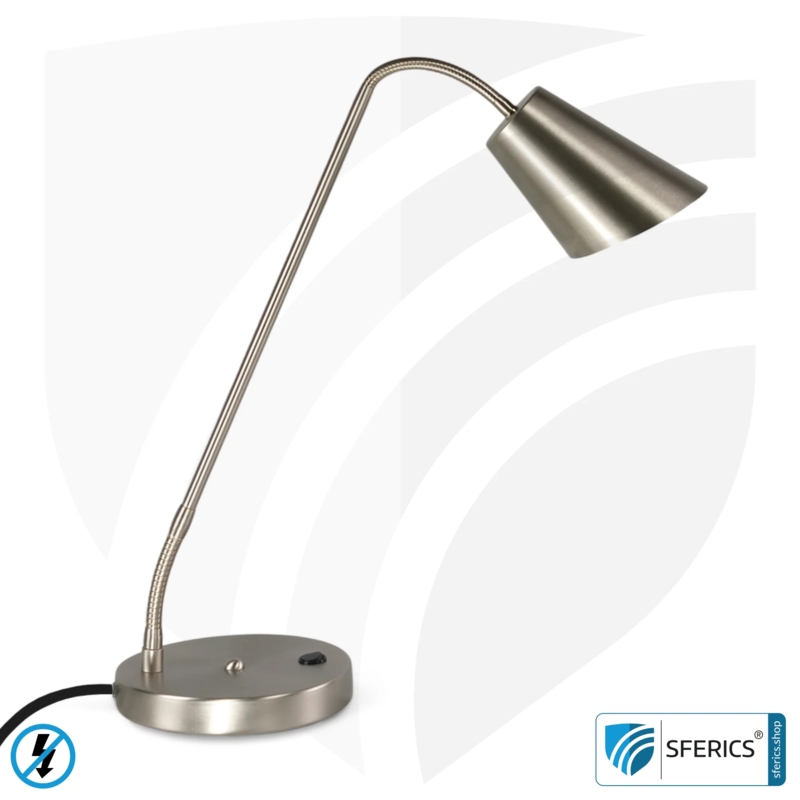 Table Lamp Polished Silver Base White Cylindrical Shade Minimalist
