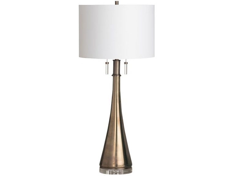 Table Lamp Polished Silver Column Base Twin Pull Chains
