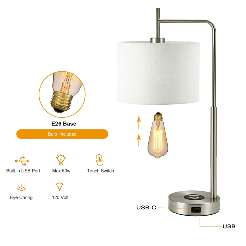 Table Lamp Polished Silver Finish Rectangular Base