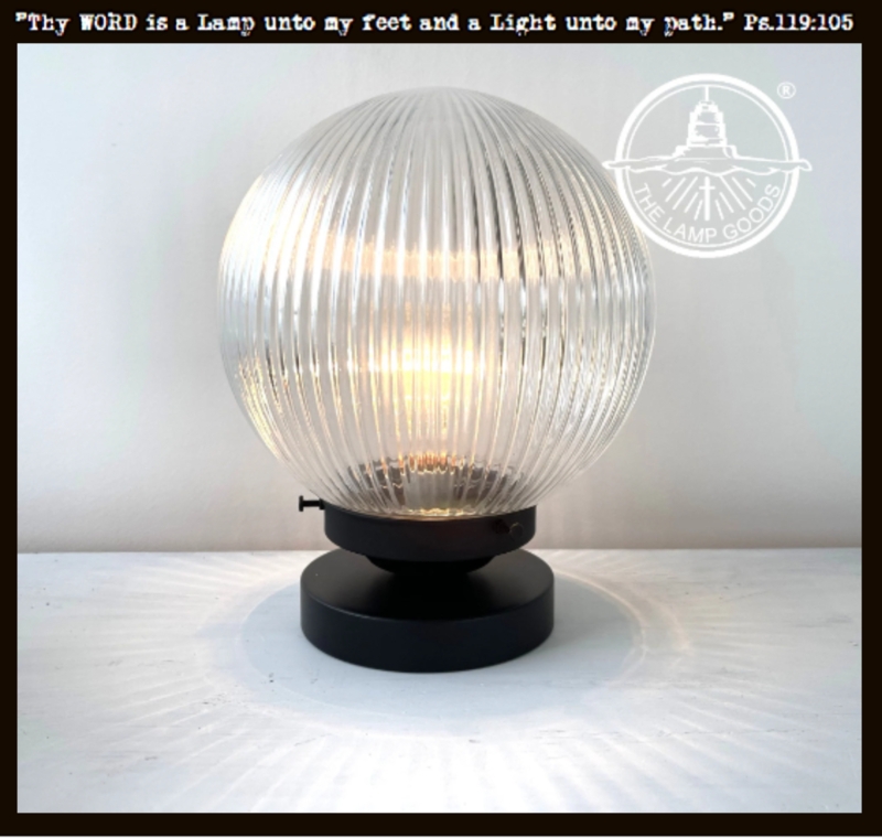 Table Lamp Prismatic Glass Globe Antique Bronze Pedestal Base Vintage