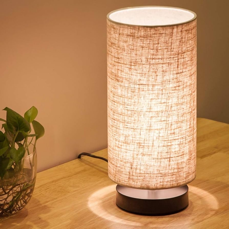 Table Lamp Pull Chain Wood Toned Base Scandinavian Style Desk Lamp
