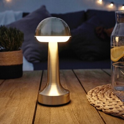 Table Lamp Rechargeable Gold Flared Shade Portable Outdoor Touch