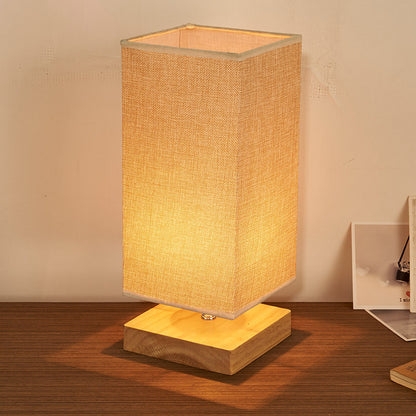 Table Lamp Rectangular Shade Wood Pedestal Base Scandinavian Lamp
