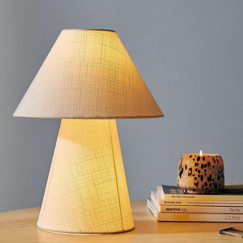 Table Lamp Ribbed Base Trapezoid Shade Organic Modern Lighting
