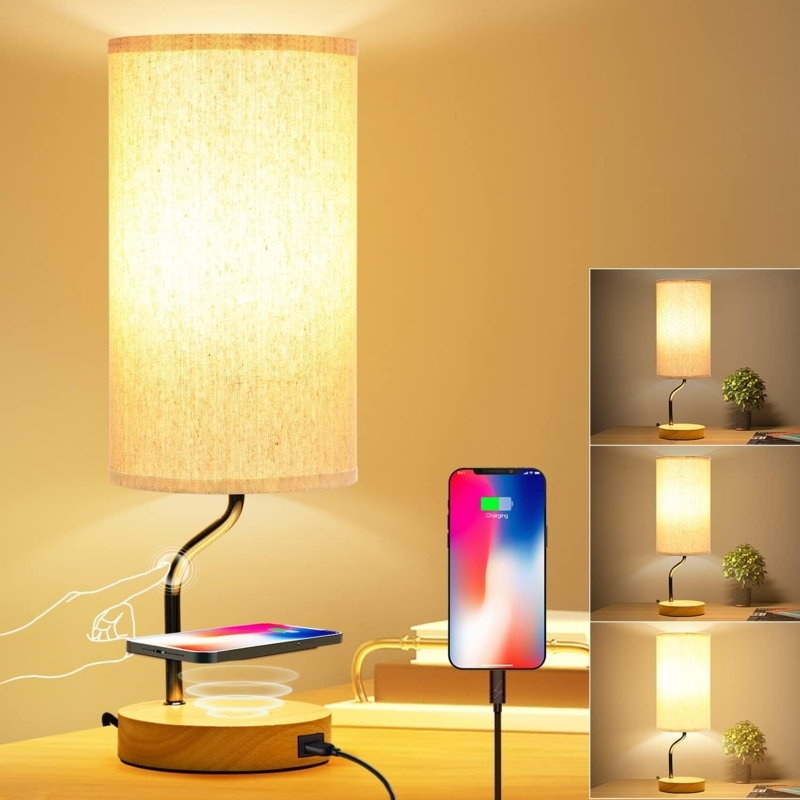 Table Lamp Ring Light Shape Wireless Charging Matte Finish