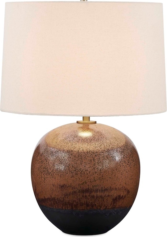Table Lamp Rustic Ceramic Rust Brown Glaze Distressed Texture Earthy