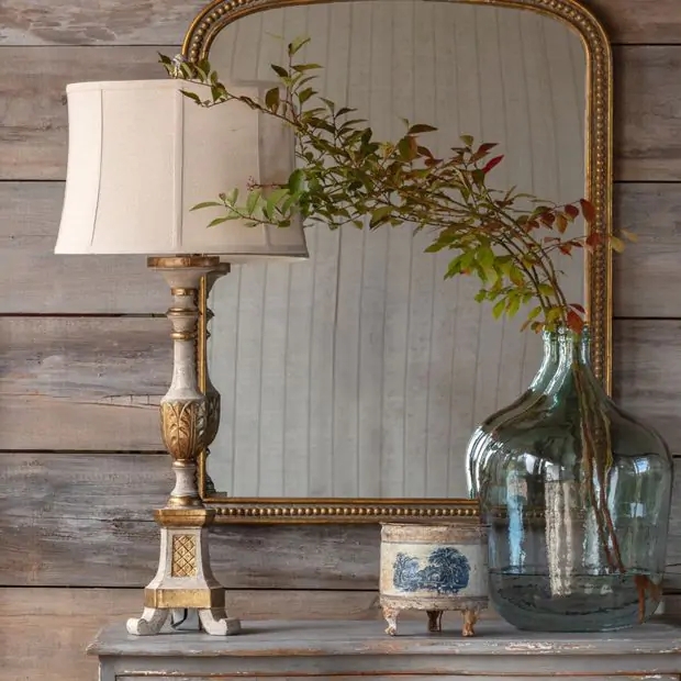 Table Lamp Rustic Farmhouse Distressed Wood Baluster Silhouette