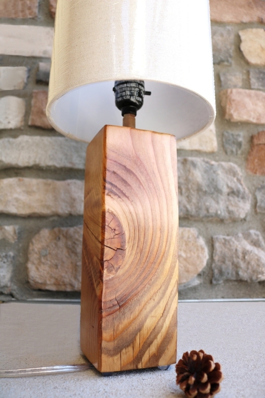 Table Lamp Rustic Reclaimed Wood Beam Edison Bulb