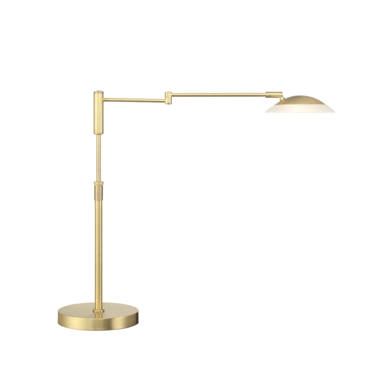 Table Lamp Satin Brass Swing Arm with Cylindrical Head