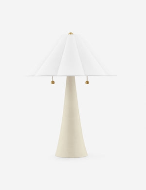 Table Lamp Scalloped Edge Shade Black Base Brass Neck Dual Pull Chains