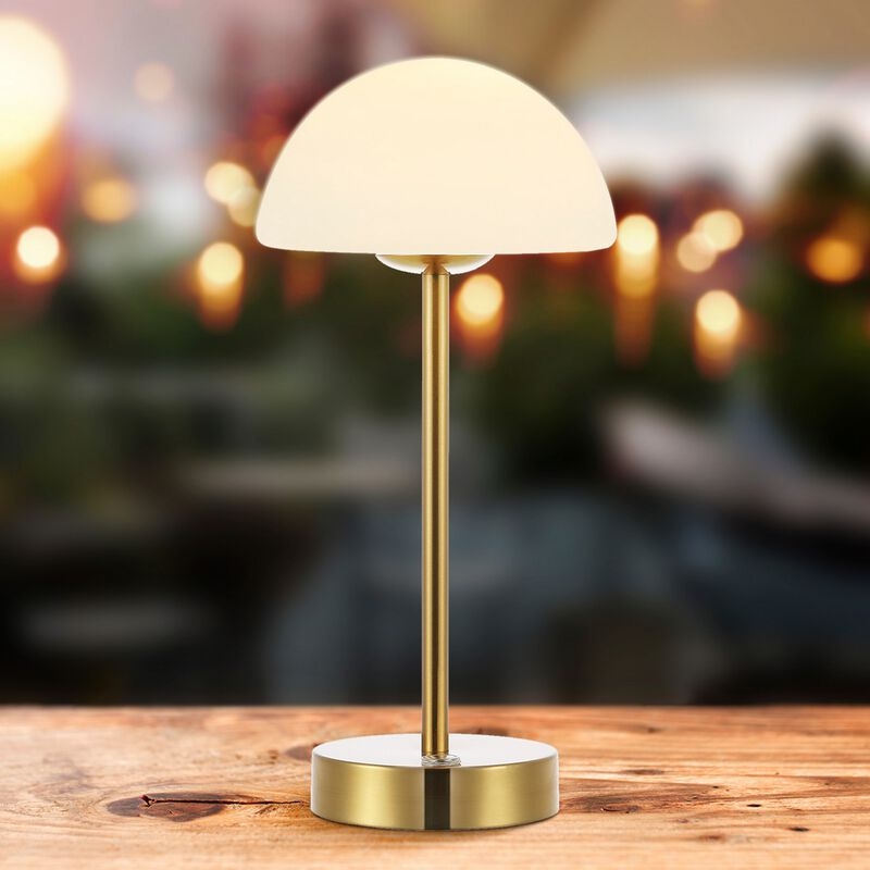 Table Lamp Scandinavian Matte Black Conical Base Dome Shade Cordless LED