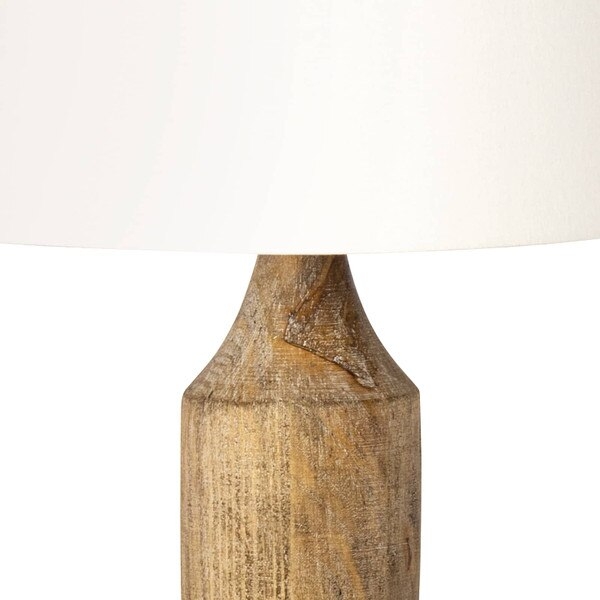 Table Lamp Sculptural Carved Wood Base Organic Modern Design