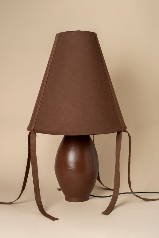 Table Lamp Sculptural Ceramic Chocolate Glaze Large Scale Statement