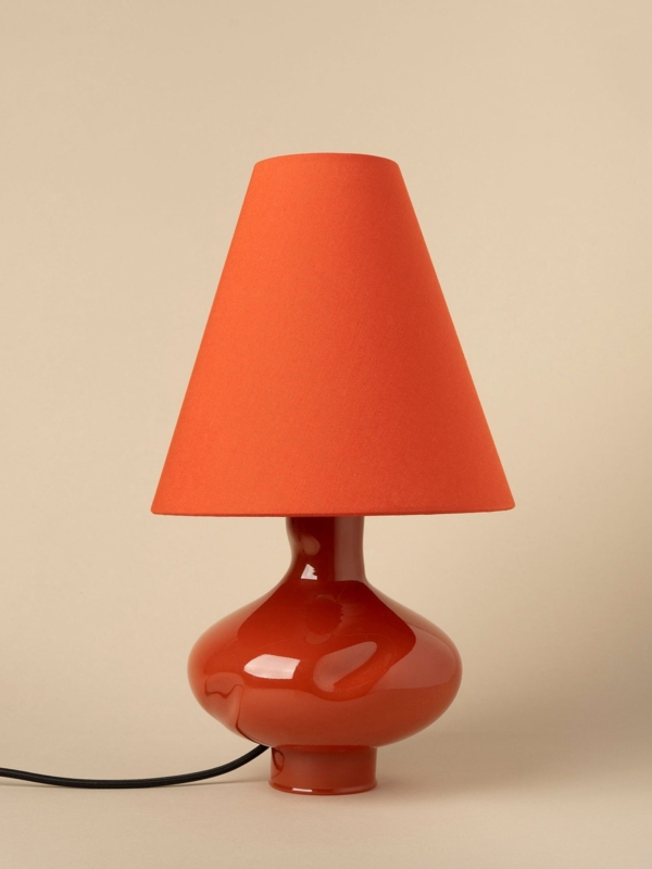 Table Lamp Sculptural Dark Red Glass Conical Silhouette