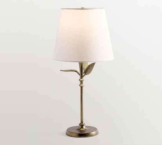 Table Lamp Sculptural Ginkgo Leaf Motif Forged Metal Botanical Style