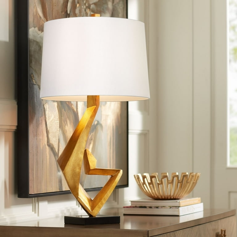 Table Lamp Sculptural Gold Leaf Interlocking Loops Modern