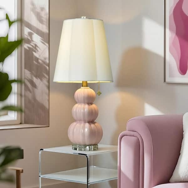 Table Lamp: Sculptural Peony Flower Base, Botanical Motif. Whimsical Decor.