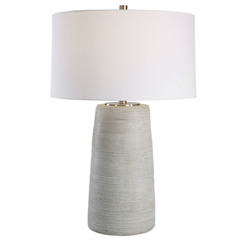 Table Lamp Sculptural Stacked Mountainscape Base Rectangular Shade