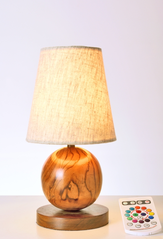 Table Lamp Sculptural Staggered Wood Block Base Rectangular Shade
