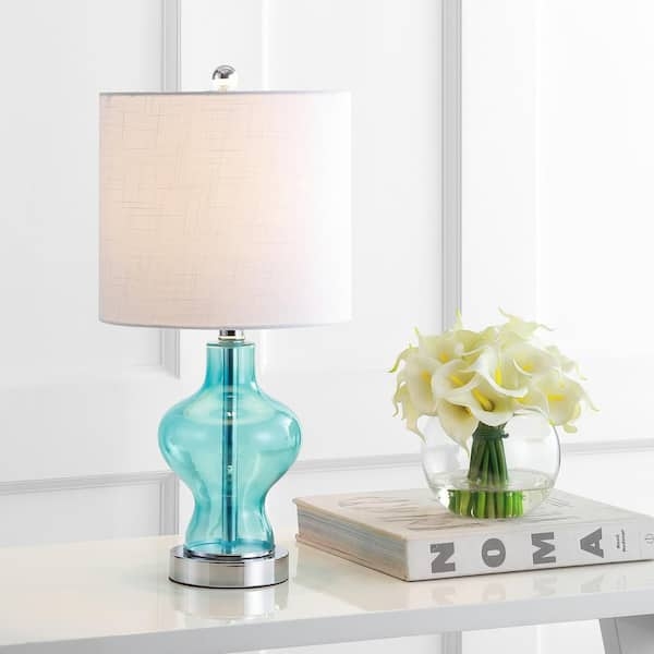 Table Lamp Seeded Glass Gourd Base Drum Shade Transitional