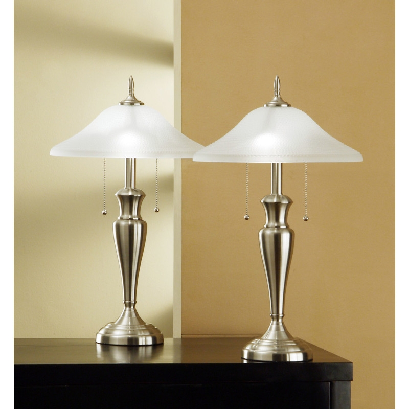 Table Lamp Set, Architectural Slender Base in Dark Bronze Finish