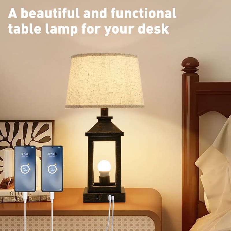 Table Lamp Set Art Glass Base Gold Accents Modern Art Glass Lamps