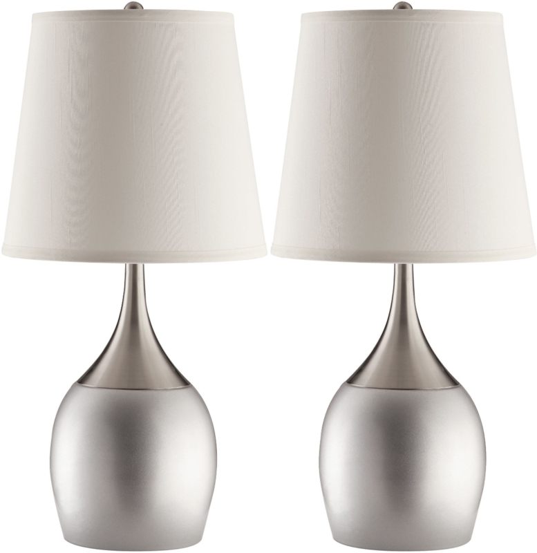 Table Lamp Set Glam Interlocking Rings Chrome Rectangular Shades