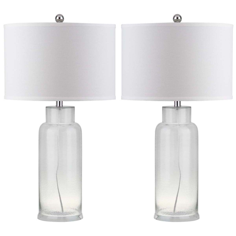 Table Lamp Set Glass Bottle Base Polished Finish Coastal Style