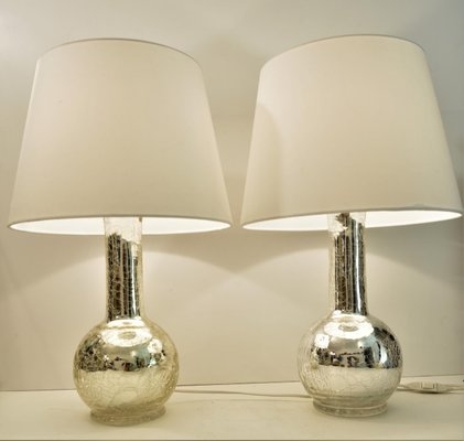 Table Lamp Set Mid-Century Modern Mercury Glass Tapered Shade Pair