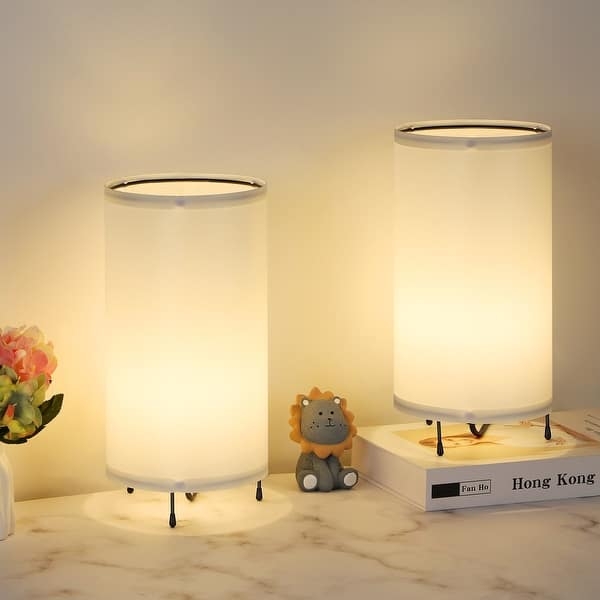 Table Lamp Set Minimalist Matte Black Cylindrical Shade