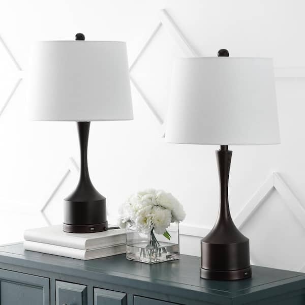 Table Lamp Set Modern Farmhouse Oil Rubbed Bronze Cylindrical Stem